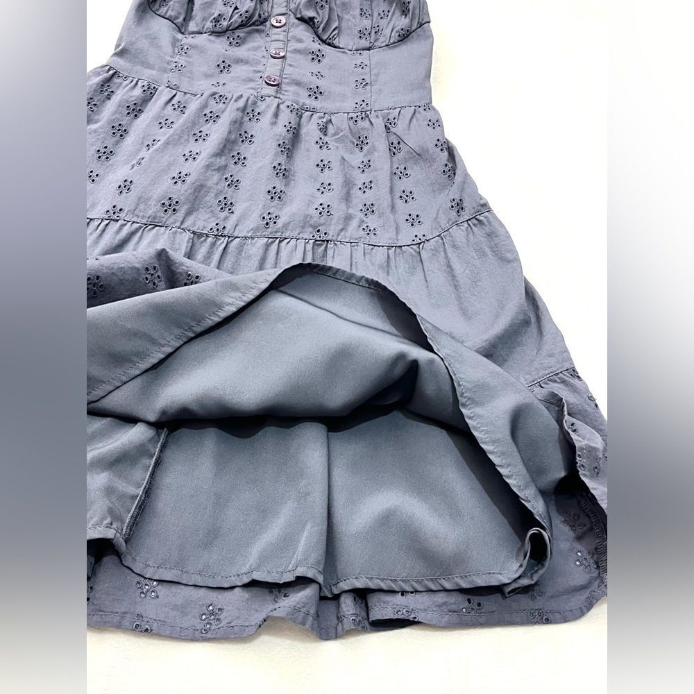 Hollister California Women’s Blue Eyelet Dress with Smocked Top Adjustable Strap - Picture 10 of 15